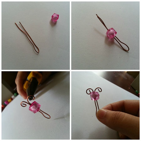 5 pendentifs simples faits de fil et de perles par vos propres mains