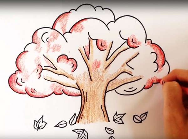 Dessin sur le thème "Automne": cours de maître avec des crayons et des peintures pour les classes de maternelle et d'école 1-5