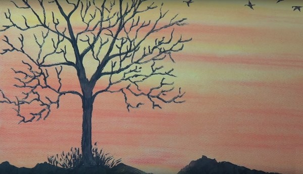Dessin sur le thème "Automne": cours de maître avec des crayons et des peintures pour les classes de maternelle et d'école 1-5