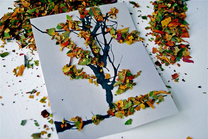Artisanat d'automne en matériau naturel: photo