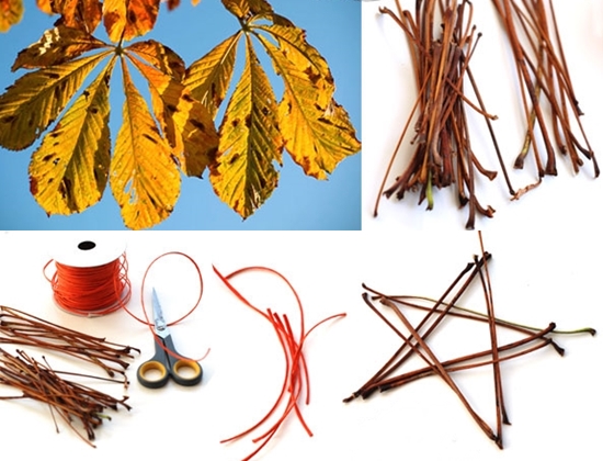 Artisanat d'automne fait de brindilles avec leurs propres mains