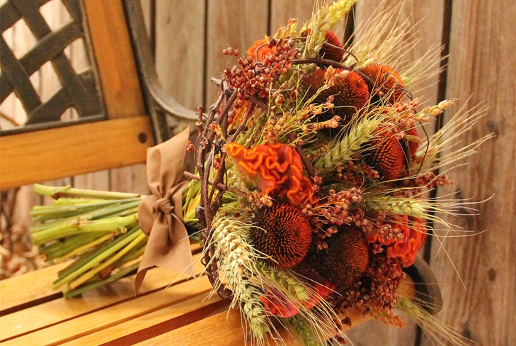 Bouquet d'automne: artisanat en matériau naturel