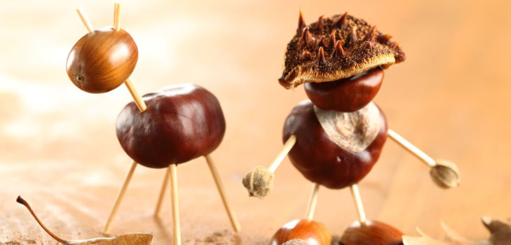 Artisanat de châtaignes sur le thème de l'automne