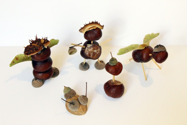 Artisanat de châtaignes sur le thème de l'automne