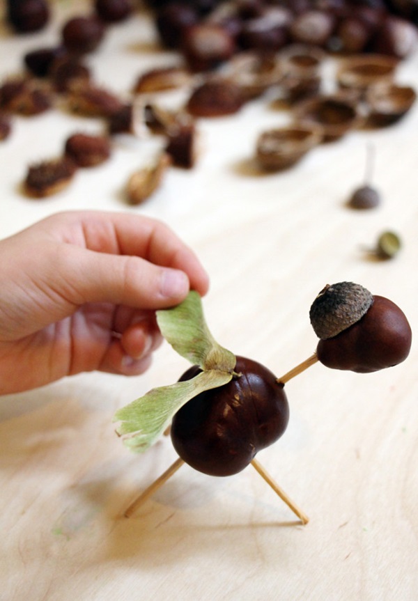 Artisanat de châtaignes sur le thème de l'automne
