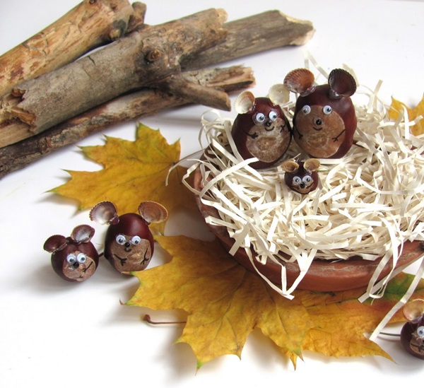 Artisanat de châtaignes sur le thème de l'automne