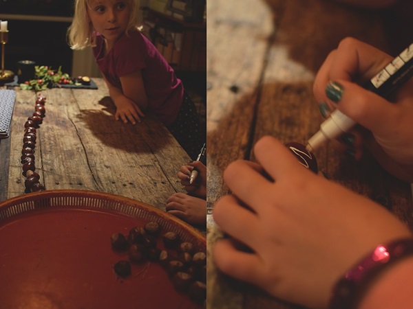 Artisanat de châtaignes sur le thème de l'automne