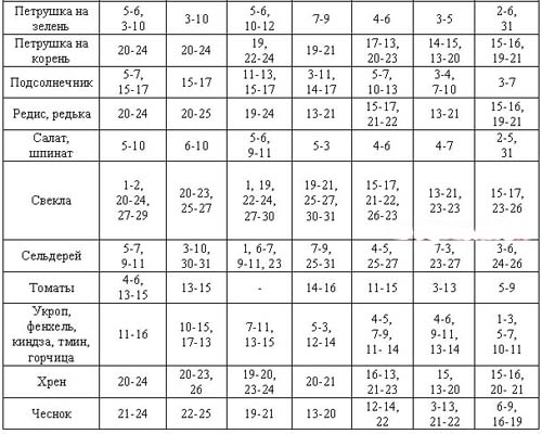 Calendrier des semis 2015: nous prévoyons de travailler de janvier à décembre
