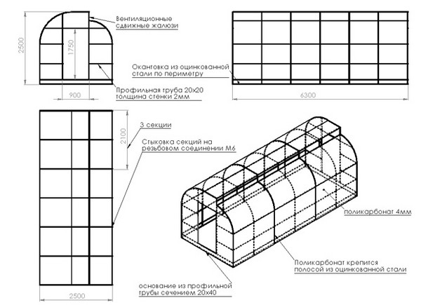 Serre en polycarbonate avec ses propres mains: plans, photos, vidéo