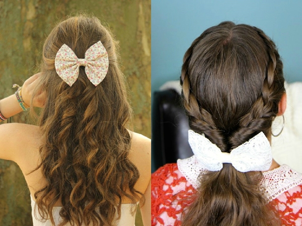 Des coiffures à la mode avec des nœuds le 1er septembre pour les cheveux longs et moyens
