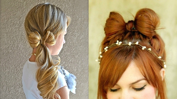 Des coiffures à la mode avec des nœuds le 1er septembre pour les cheveux longs et moyens