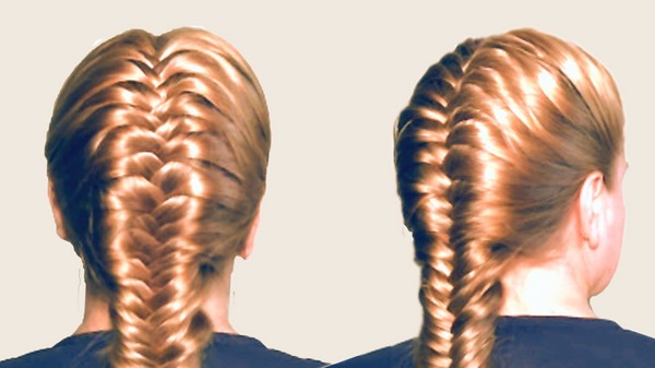 Tresse de tresse sur les cheveux moyens avec une photo