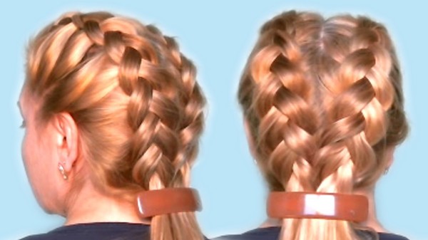 Tresse de tresse sur les cheveux moyens avec une photo
