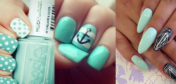 Manucure élégant et frais 2015: ongles de couleur menthe, photo