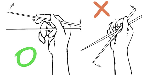 Comment tenir des bâtons pour les sushis