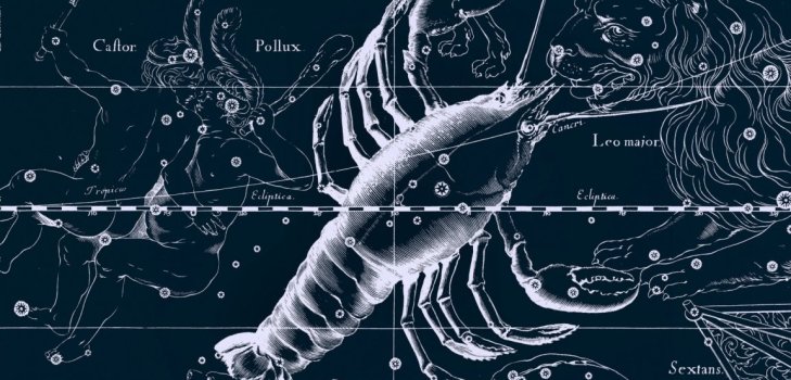 signe de cancer sur une carte d'étoiles