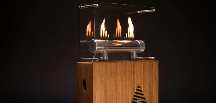 La magie du feu: colonne-cheminée Fireside Audiobox