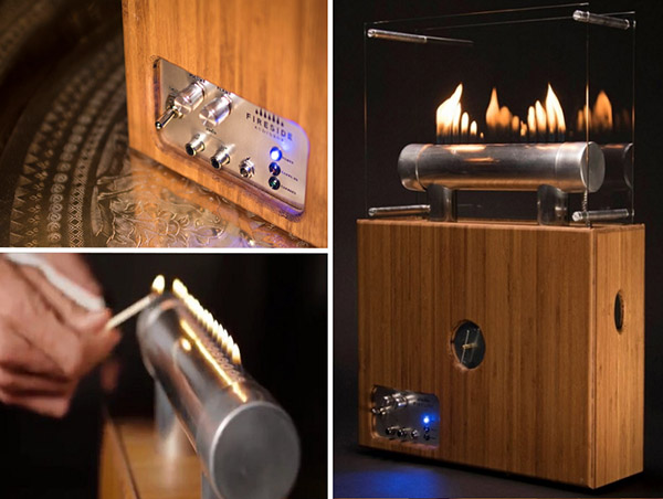 La magie du feu: colonne-cheminée Fireside Audiobox