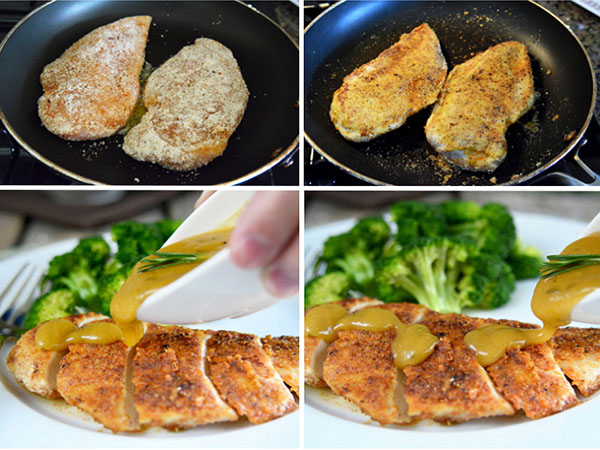 Recette rapide: filet de poulet dans une chapelure d'amandes avec sauce moutarde-miel