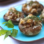 Photo d'une recette de champignons farcis au four