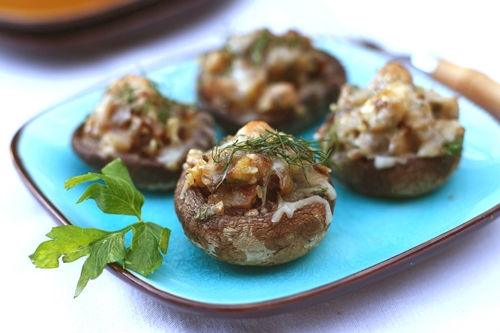 Recette photo: champignons farcis au four