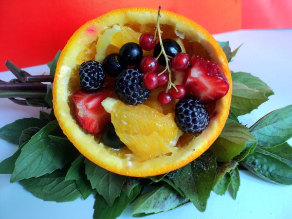 Belle portion et portion de fruits