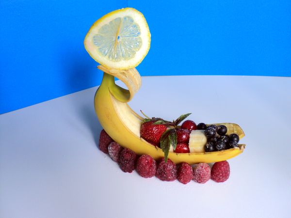 Belle portion et portion de fruits