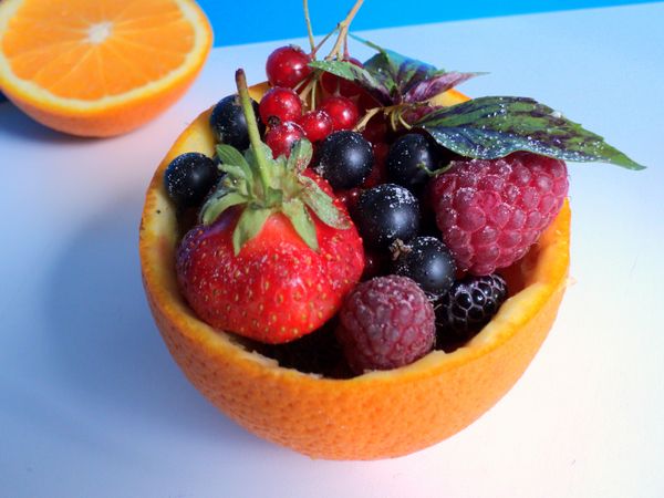 Belle portion et portion de fruits