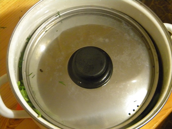Concombre croustillant et salé dans une casserole