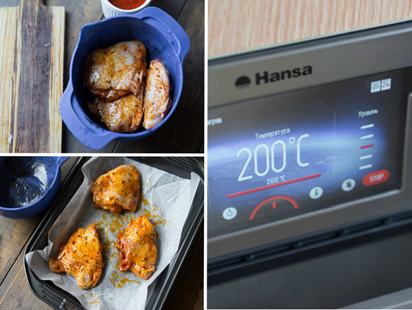 Une recette de poulet simple dans une marinade avec une garniture de légumes