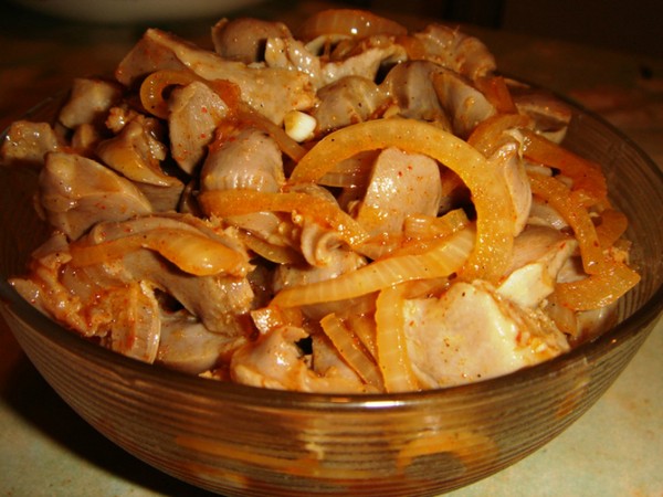 Salade d'estomacs de poulet
