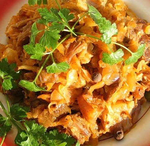 Chou cuit aux champignons