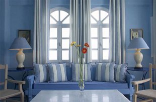 Intérieur en couleur bleue